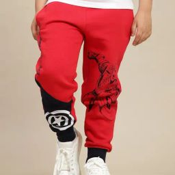 Kidsville Boys Red Cotton Blend Printed Joggers-image-30