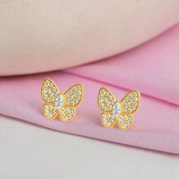 Zavya Butterfly Gold Plated 925 Sterling Silver Earrings-image-8
