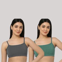 AROUSY Grey & Green Cotton Beginner's Bra - Pack Of 2-picture-32