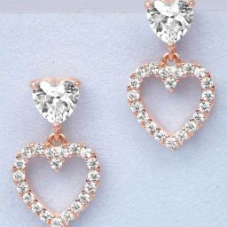 Zavya Heart Drop Rose Gold Plated 925 Sterling Silver Earrings-image-90