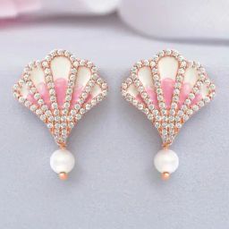 Zavya Pearl Rose Gold Plated 925 Sterling Silver Earrings-31