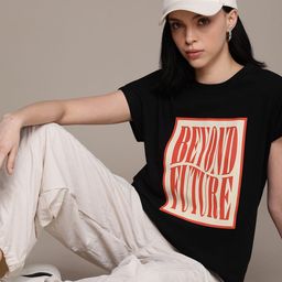 The Roadster Life Co. Typography Printed Drop-Shoulder Sleeves Boxy T-shirt-image-2