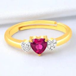 Zavya Pink Heart Gold Plated 925 Sterling Silver Ring-image-13