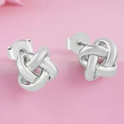Zavya Love Knot Rhodium Plated 925 Sterling Silver Stud Earrings-image-72