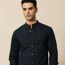 Mr Bowerbird Men Premium Tailored Fit Mandarin Collar Pure Cotton Casual Shirt-image-33