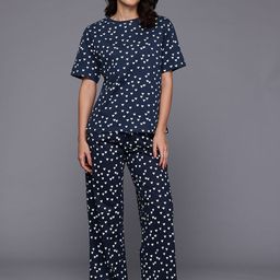 NEXT Women Conversational Printed Pure Cotton Pyjama Set-image-28
