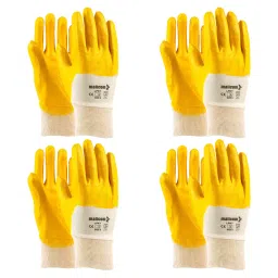 Mallcom Cut Resistance Gloves Knit Fabric Light Palm Nitrile Coating Yellow & White Size L, LPKY (Pack of 4 Pair)-image-15