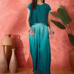 Sangria Ombre Round Neck Top & Palazzos Co-Ords-picture-57