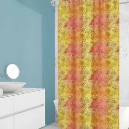 ArtzFolio Yellow & Orange Abstract Printed Waterproof Shower Curtain-2