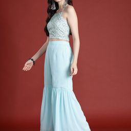 Anouk Pure Cotton Embroidered Top with Sharara & Shrug Co-Ords-38