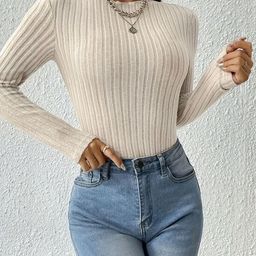 bebe Striped Round Neck Bodysuit-image-62