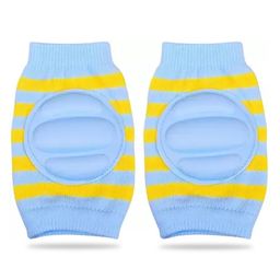 Chinmay Kids Crawling Anti-Slip Padded Stretchable Elastic Cotton Soft Breathable Comfortable Knee & Elbow Cap with Lining Pattern - Sky Blue-5