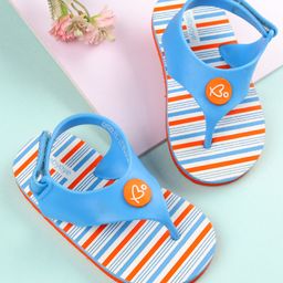 Babyoye Striped Flip Flops with Velcro Closure - Blue-image-80