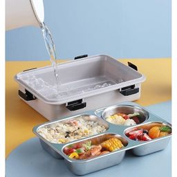 Luvlittle  4 Compartment Stainless Steel Insulated Lunch Box for Kids, Boys and Girls Perfect Tiffin Box for School & Office Men and Women -BLUE-Pack of 1-11