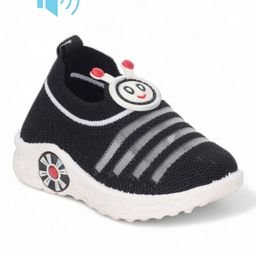 Lil Lollipop Mesh Detailed Slip On Musical Booties - Black-picture-9