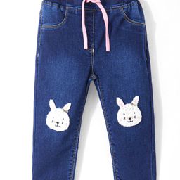 Little Kangaroos Denim Full Length Jeans with Bunny Patch - Dark Blue-image-92