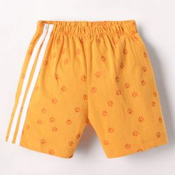 Tango Single Jersey Knit Knee Length Shorts With Tape Detailing & Paw Print - Yellow-image-12