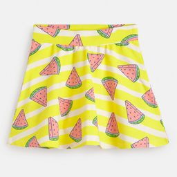Plan B Cotton Elastane Watermelon Printed Skater Skirt With Inner Shorts - Multi Colour-image-16