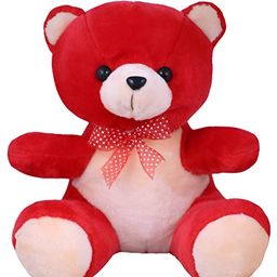 Tickles Teddy Bear with Ribbon Bow Soft Stuffed Plush Toy For Kids Boys & Girls Birthday Gift Valentine's Day (Color: Red & Cream Size: 30 cm)-image-3