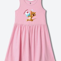 Wear Your Mind Cotton Knit Tom & Jerry Featuring Sleeveless Character Printed Dress - Pink-image-53