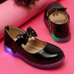 Tiny Bugs Pearls Embellished Bow Applique Detailed Mary Jane LED Ballerinas - Black-picture-37