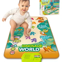 Fiddlerz Dino Musical Baby Mat with 9 Piano Keys 8 Dinosaur Sound Buttons Educational Touch and Learn Playmat for Kids Boys and Girls Age 3+-picture-0