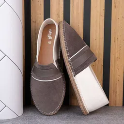 Styli Men Slip On Faux Suede Colorblock Espadrille-image-89