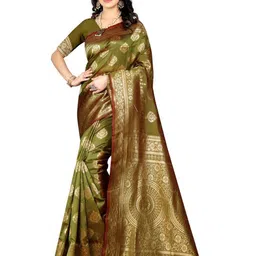 KALINI Woven Design Zari Silk Blend Kanjeevaram Saree-image-38