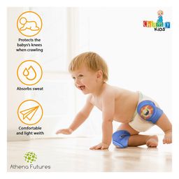 Chinmay Kids Crawling Anti-Slip Padded Stretchable Elastic Cotton Soft Breathable Comfortable Knee & Elbow Cap with Lining Pattern - Sky Blue image 5
