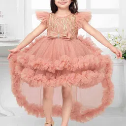 Lagorii Girls Ruffled Net Fit and Flare Dress-72