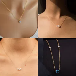 Boghra Sales Women Set Of 4 Gold Plated Brass Pearls Chain-image-56