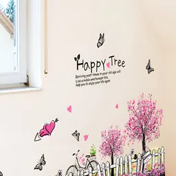 INDIAN ROYALS Pink & Black Floral Printed Self-Adhesive & Durable Wall Sticker-image-76