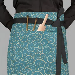 ArtzFolio Green & Yellow Printed Cotton Waist Apron image 2