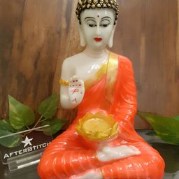 Afterstitch Orange Buddha Idol Showpiece-57