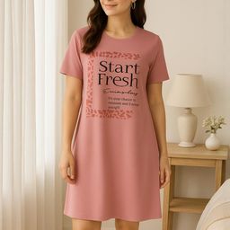 AWIBE Pink Pure Cotton Nightdress-image-84