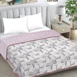 Myntra Elegant Homes White & Pink Ethnic Motifs AC Room 233 GSM Double Bed Dohar-image-65