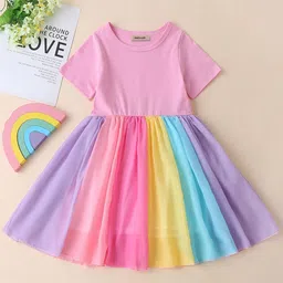 INCLUD Girls Colourblocked Fit & Flare Dress-image-52