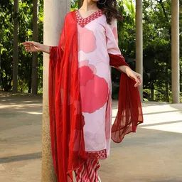QISSA Women Printed Regular Kurta Trousers With Dupatta-image-73