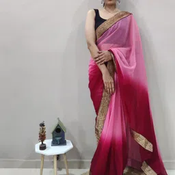 HERE&NOW Ombre Poly Georgette Saree-image-81