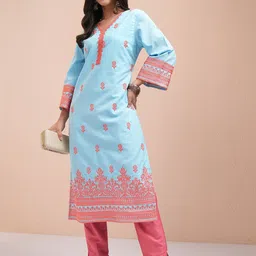 Vishudh Floral Embroidered V-Neck Straight Kurta-picture-12