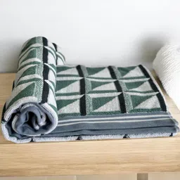 Wee Hours Turquoise Blue & White Printed Cotton 650 GSM Bath Towel-image-86