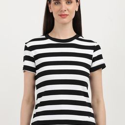 Calvin Klein Jeans Women Striped Round Neck Cotton T-Shirt-image-22