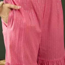 Sangria Sequence With Striped Kurta & Sharara With Dupatta image 5