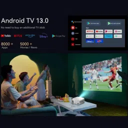 TOPPRO T5 Mini 4K Support Native HD Android 13 WiFi/BT 6.0 Auto Keystone with Miracast (5500 lm / 1 Speaker / Wireless / Remote Controller) Portable Projector image 3