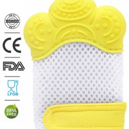 Babyhug Silicone Teether Mitten Glove Mitten Print - Yellow-25