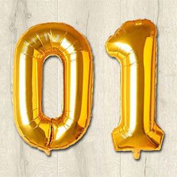 Shopperskart 01 Number Foil Balloon with Straw -  Golden-image-89