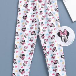 Babyhug Full Length Leggings Minnie Mouse Print - White-image-72