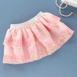 Babyoye Knee Length Sequin Embellished Party Skirt - Peach-image-14