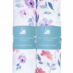 Masilo Bamboo Muslin Swaddle Wrapper Floral Print Set of 2 - Purple White-12