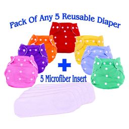 The Little Lookers Adjustable & Reusable Cloth Diaper Pack Of 5 ( Colour May Vary)-27
